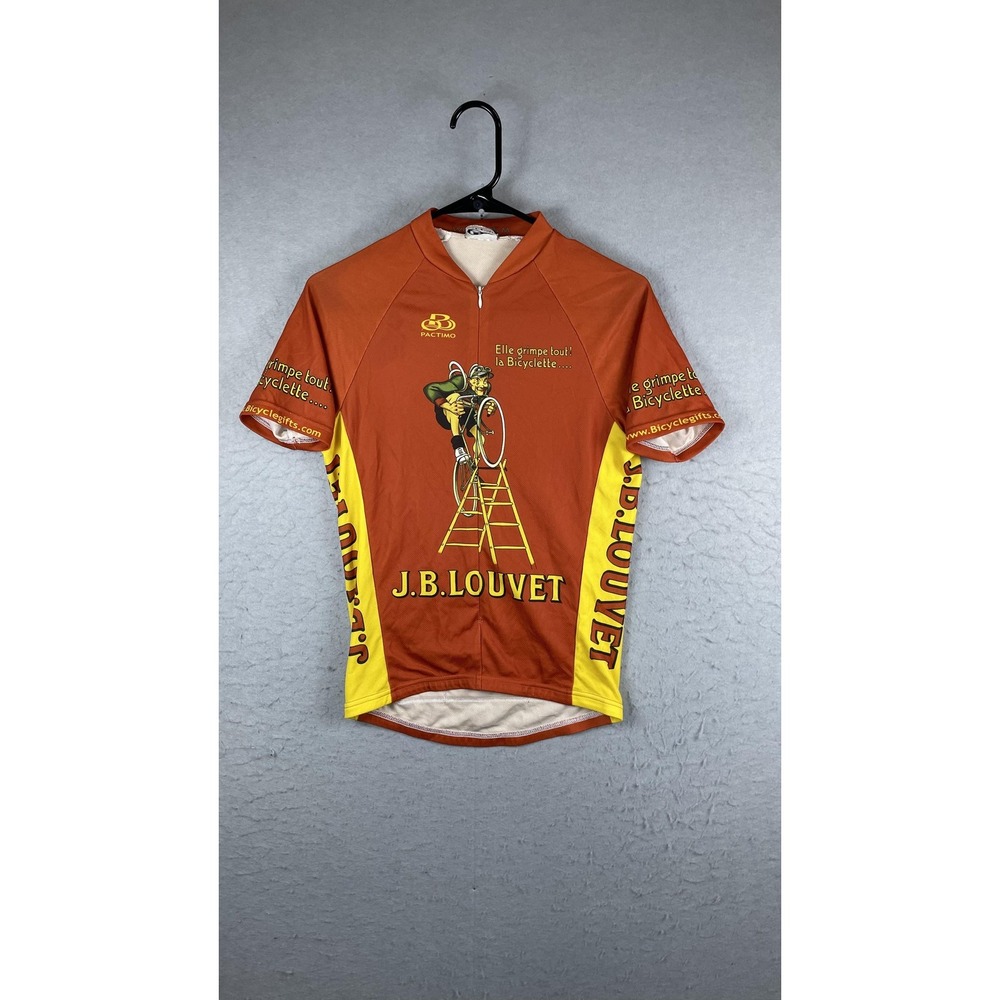 Pactimo‎ Cycling Jersey Womens Medium Orange J.B. Louvet Graphic 1/4 Zip Top